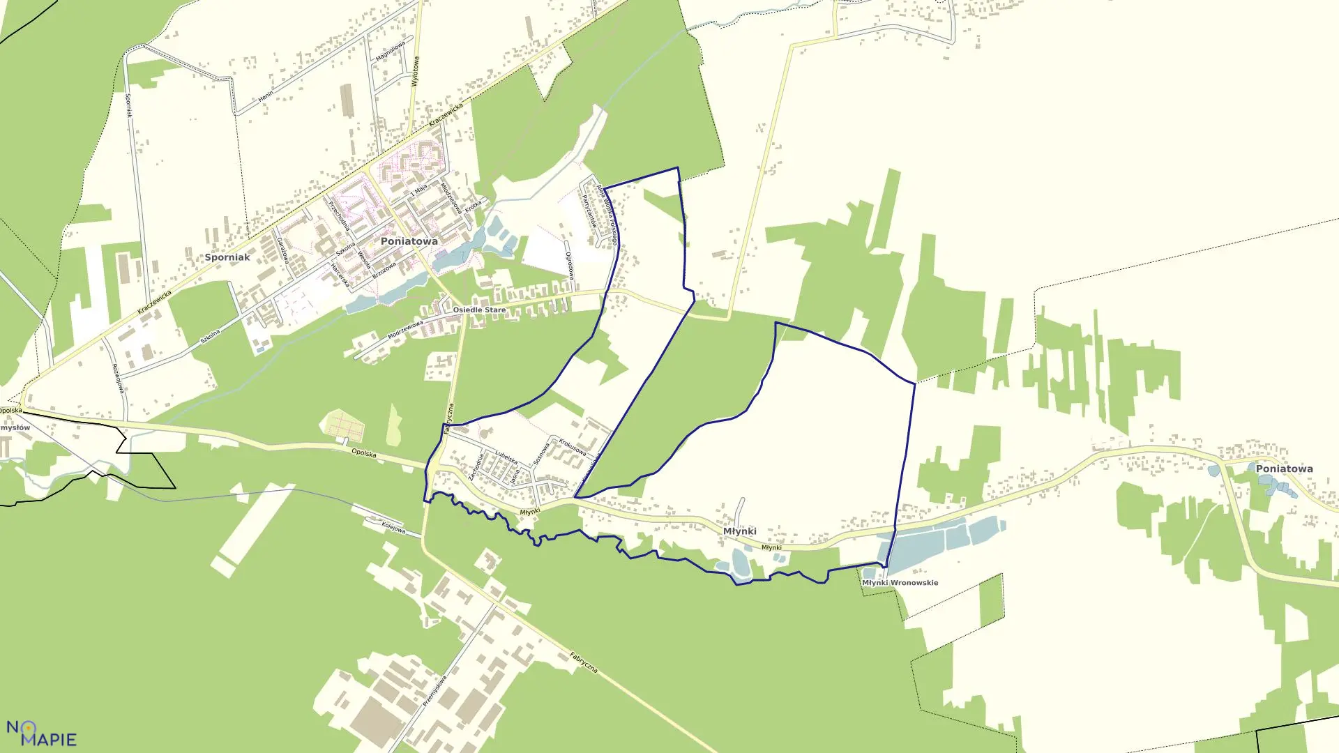 Mapa obrębu 03-MŁYNKI w gminie Poniatowa