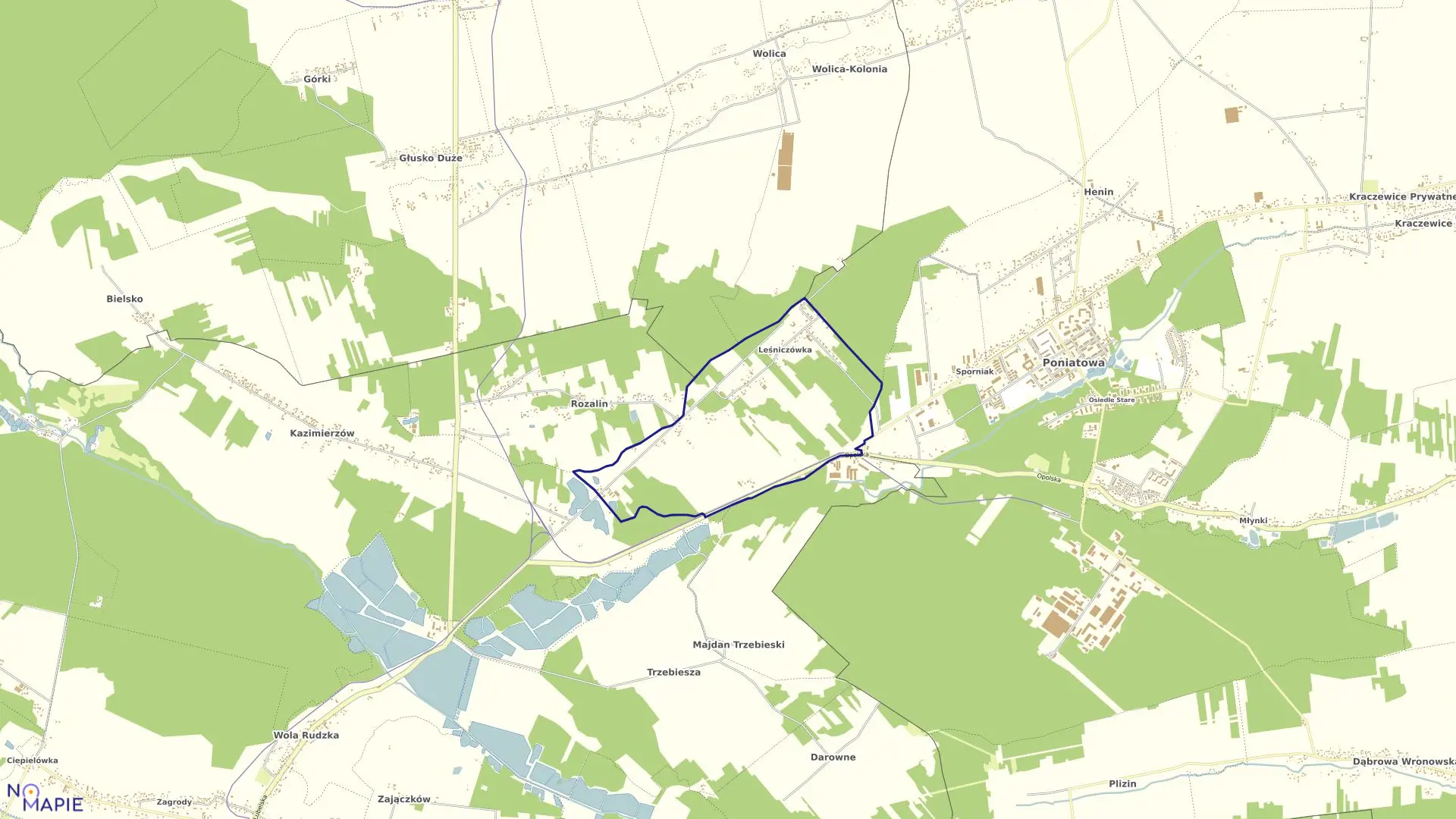 Mapa obrębu 04-LEŚNICZÓWKA w gminie Poniatowa