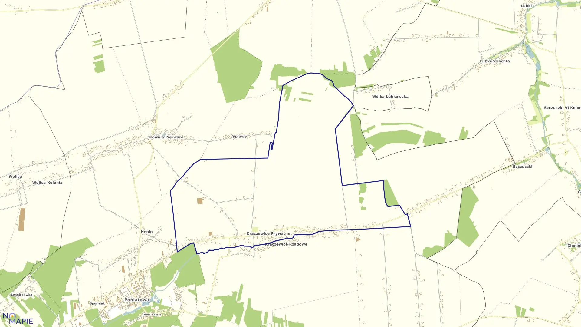 Mapa obrębu 06-KRACZEWICE PRYWATNE w gminie Poniatowa