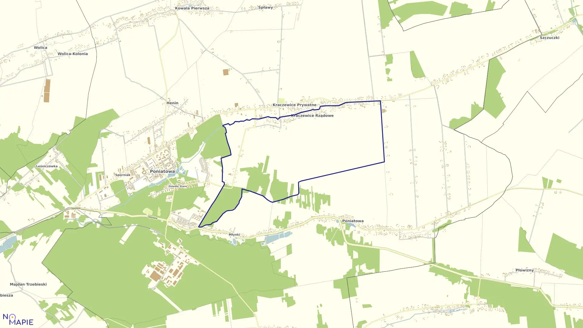 Mapa obrębu 07-KRACZEWICE RZĄDOWE w gminie Poniatowa