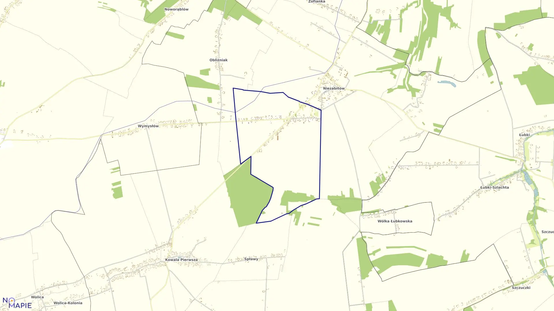 Mapa obrębu 09-NIEZABITÓW - KOLONIA w gminie Poniatowa