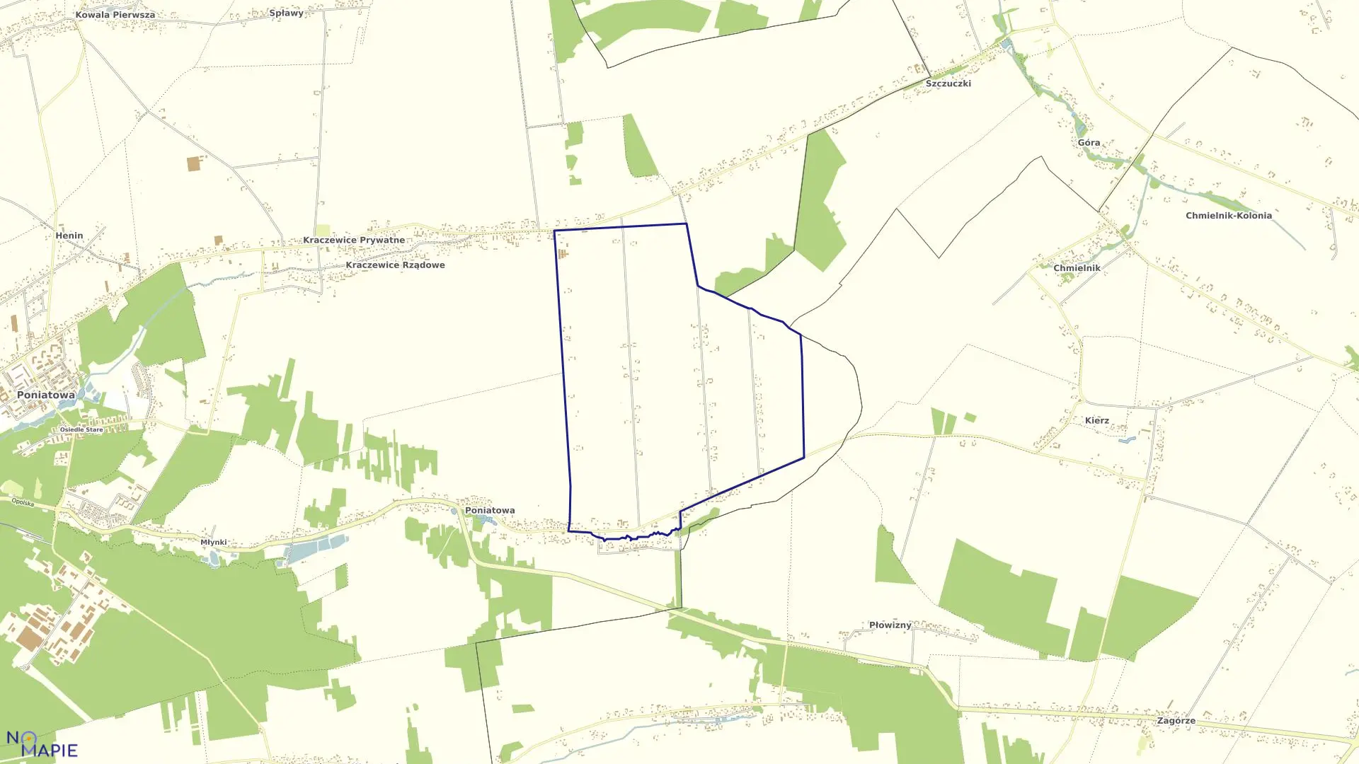 Mapa obrębu 12-PONIATOWA - KOLONIA w gminie Poniatowa