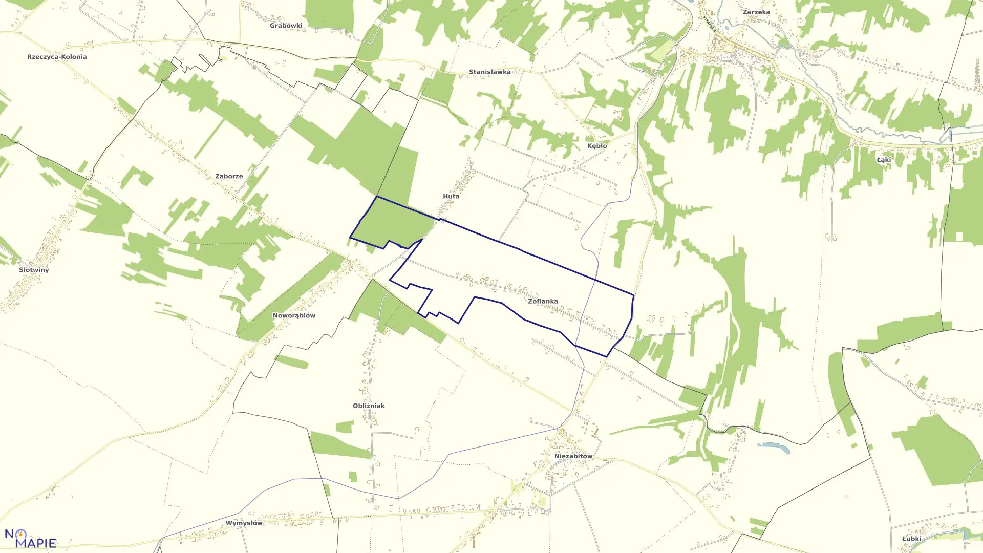 Mapa obrębu 18-ZOFIANKA w gminie Poniatowa